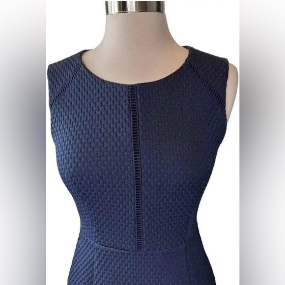 J. Crew Portfolio Matelasse Sleeveless Sheath Dress Navy Blue 2 - Picture 9 of 11